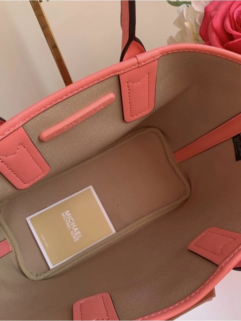 Michael Kors Coral Pink small Jodie Logo Tote Bag - Picture 4 of 4